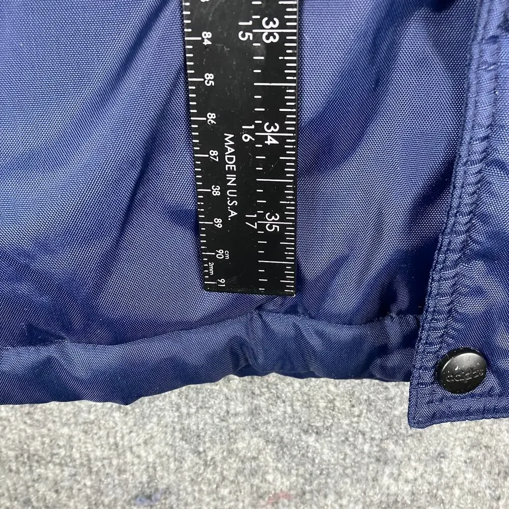 Adidas Jacket Mens Size Large Navy Blue Longline Puffer Coat‎ Striped Sleeve